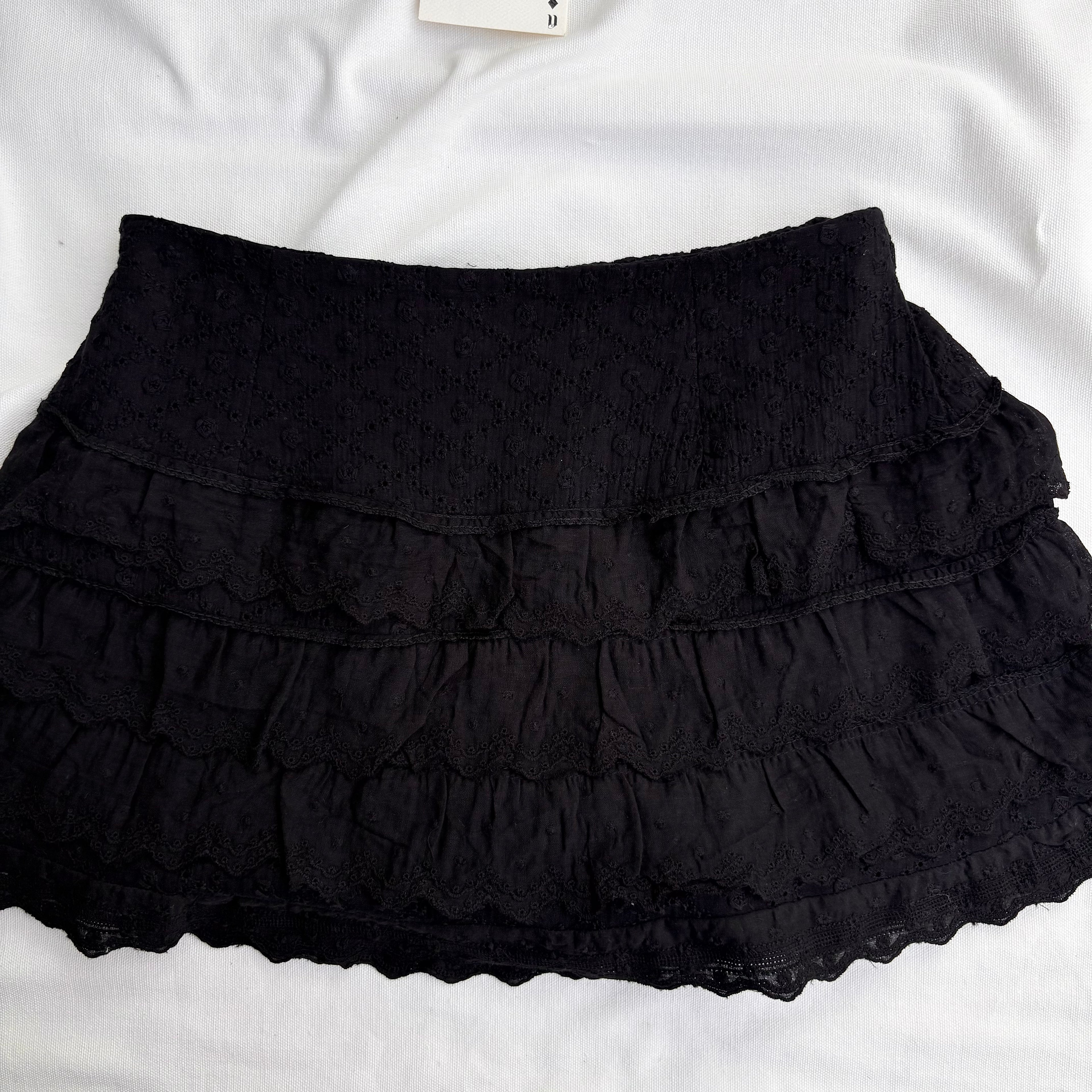BLACK EYELET SKIRT (Waist : 24-28)