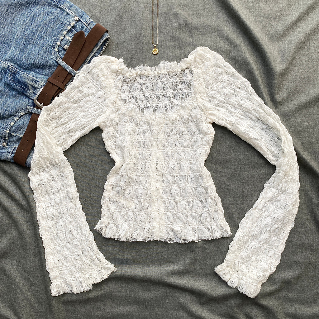 WHITE LACE TOP FROM FREE PEOPLE (Bust : 28-32, Upper Waist : 22-26)