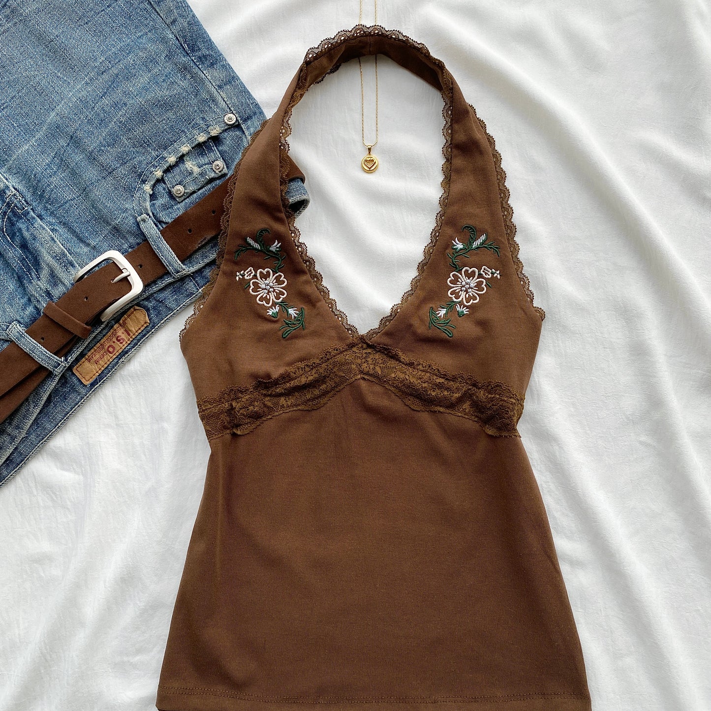BRUNA EMBROIDERED HALTER TOP (Bust : 30-34, Upper Waist : 23-28)