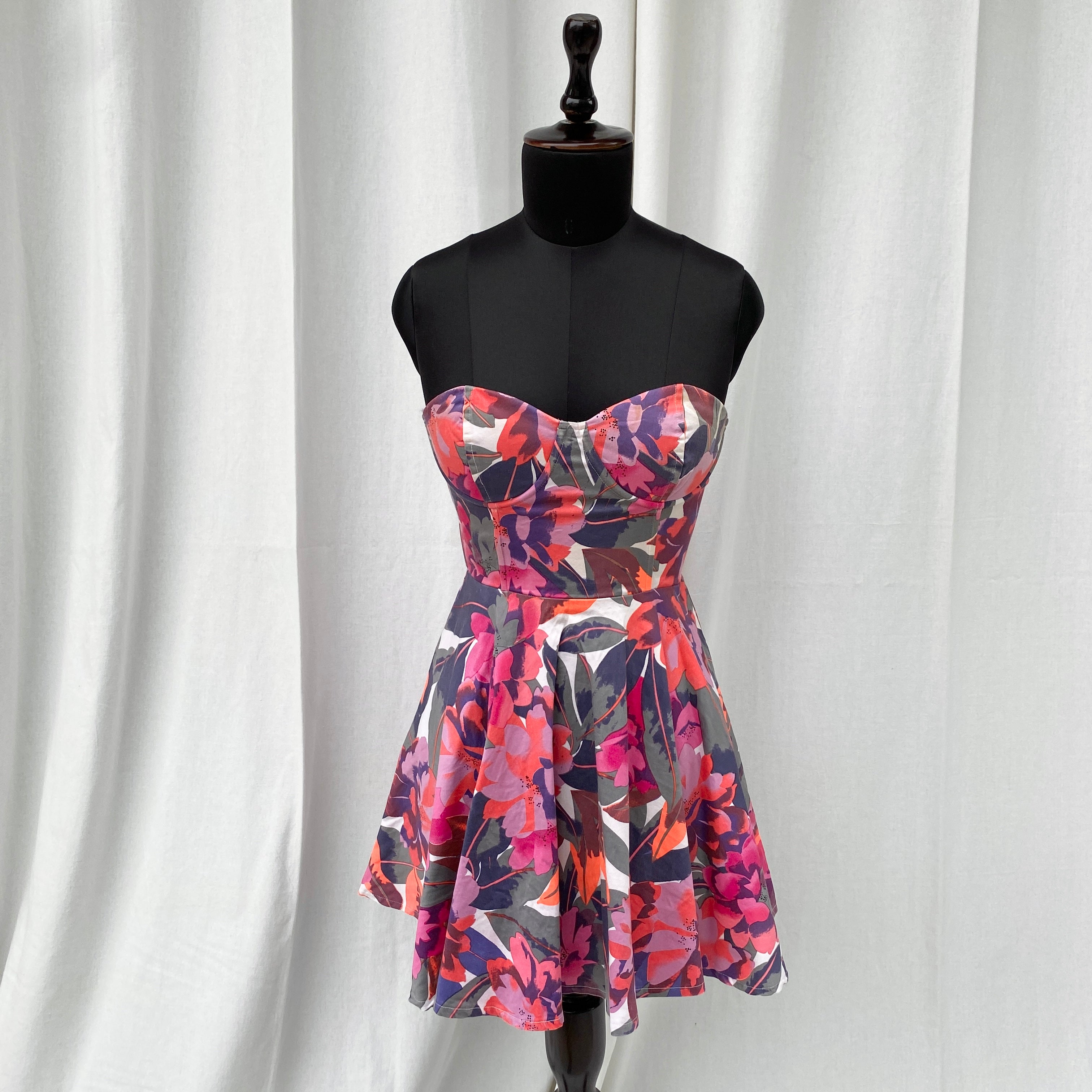 FLORAL CORSET DRESS (Bust : 30-34, Upper Waist : 24-26)