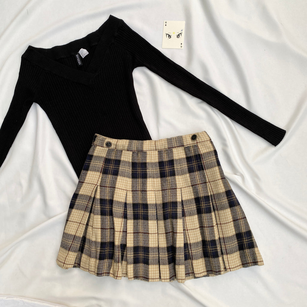PLAID SKIRT (Waist : 24-26)
