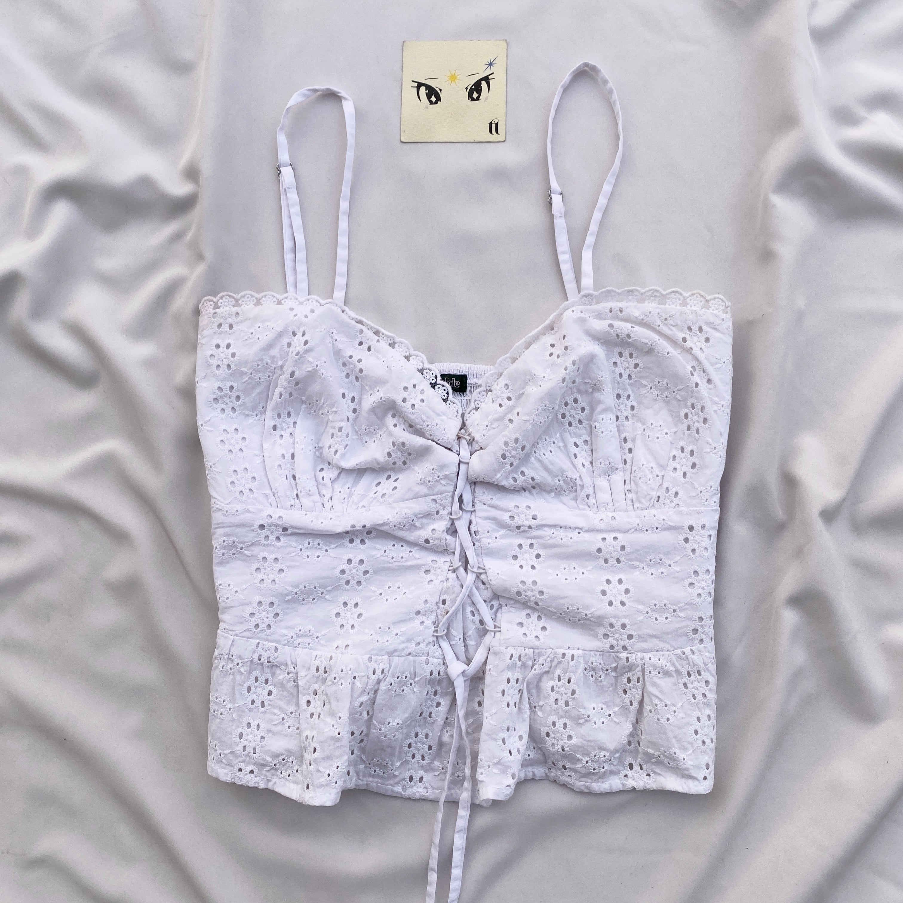 WHITE EYELET TOP (Bust : 34-38, Upper Waist : 30-36)