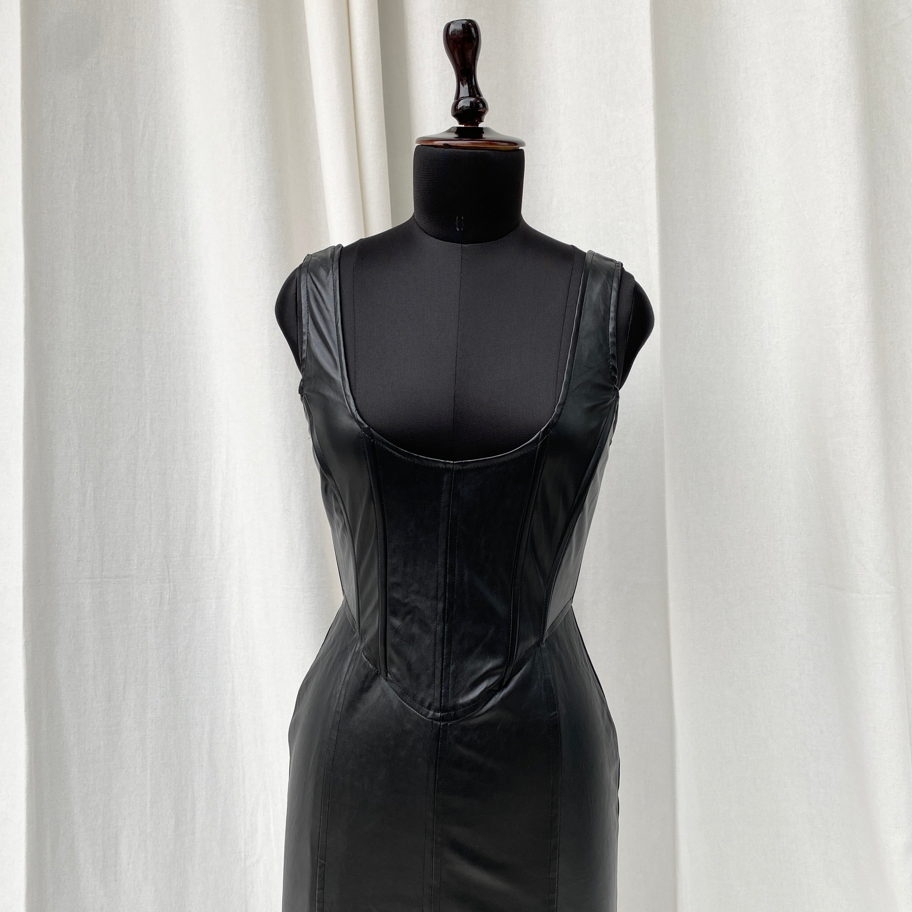 FAUX LEATHER CORSET DRESS (Bust : 30-34, Upper Waist : 24-28)