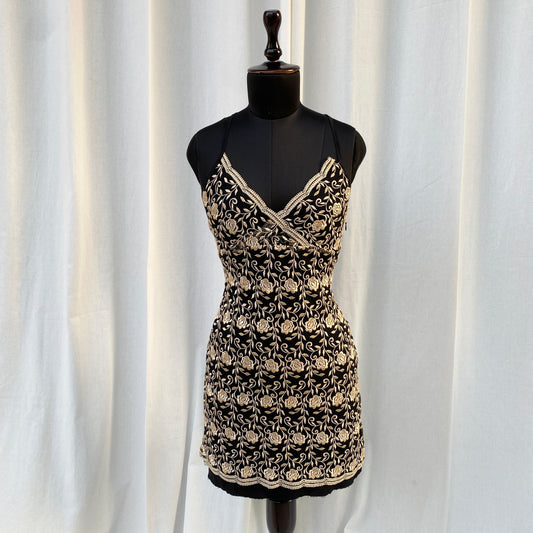 BLACK EMBROIDERED DRESS (Bust : 32-34, Upper Waist : 28-30)