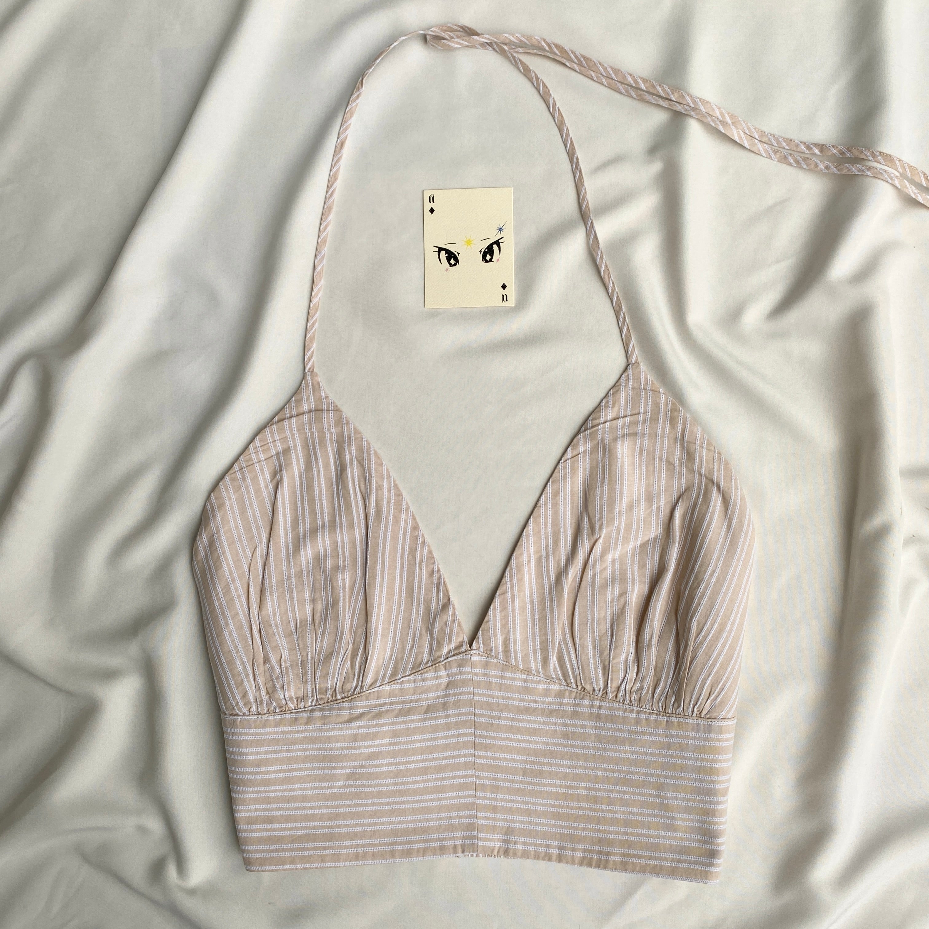 PINSTRIPE COTTON HALTER TOP (Bust : 36-38, Upper Waist : 32-34)