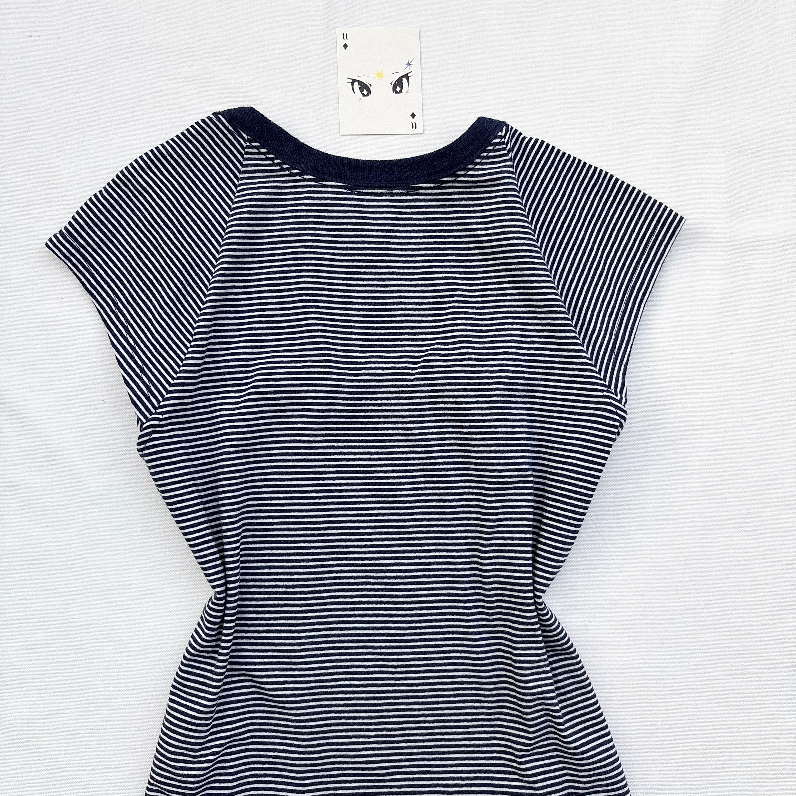 NAVY BLUE STRIPED TOP FROM ANTHROPOLOGIE (Bust : 32-34, Upper Waist : 26-34)