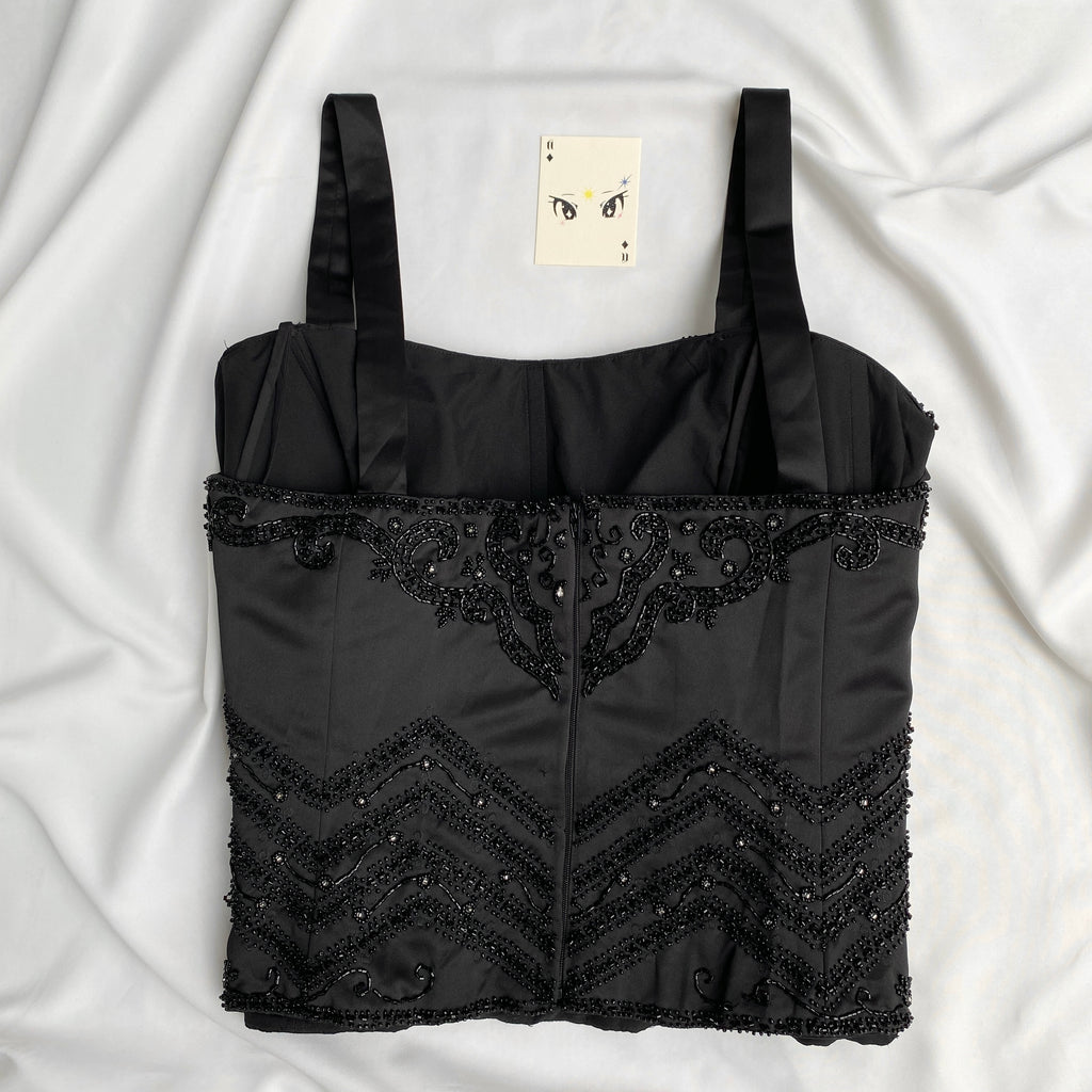 BLACK EMBELLISHED CORSET  (Bust : 40-44, Upper Waist : 38-40)