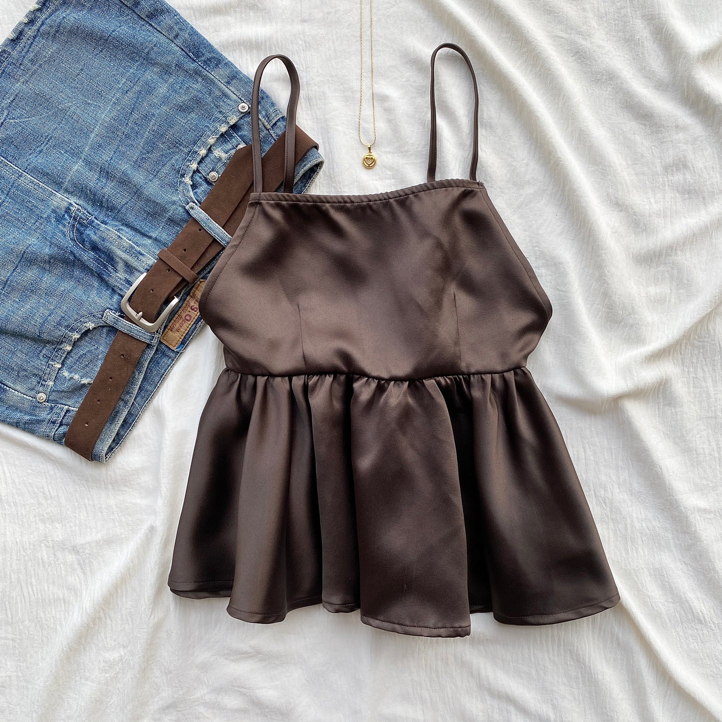 BROWN SATIN TOP (Bust : 30-34, Upper Waist : 24-28)