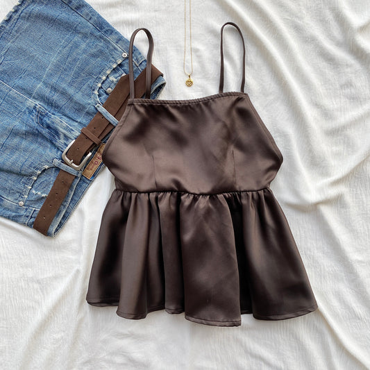 BROWN SATIN TOP (Bust : 30-34, Upper Waist : 24-28)
