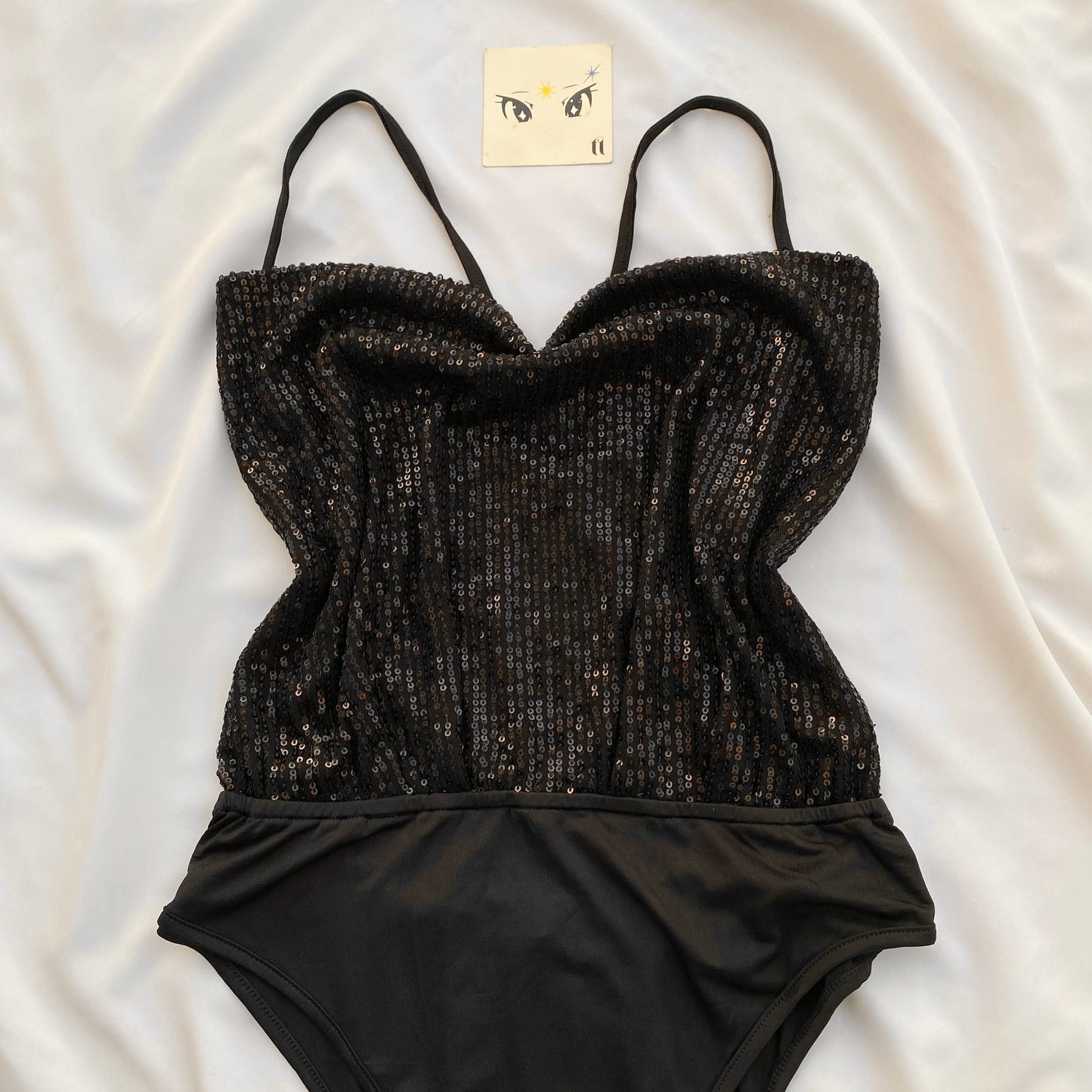 BLACK COWL NECK SHIMMERY BODYSUIT