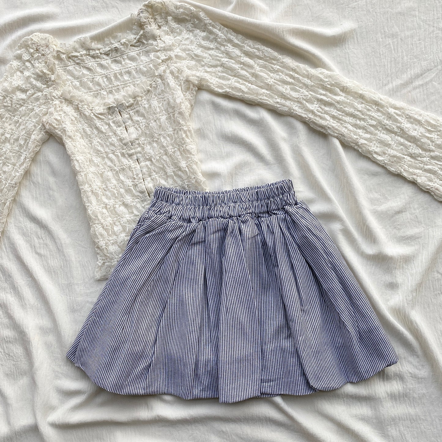 PINSTRIPE BUBBLE SKIRT (Waist : 22-26)