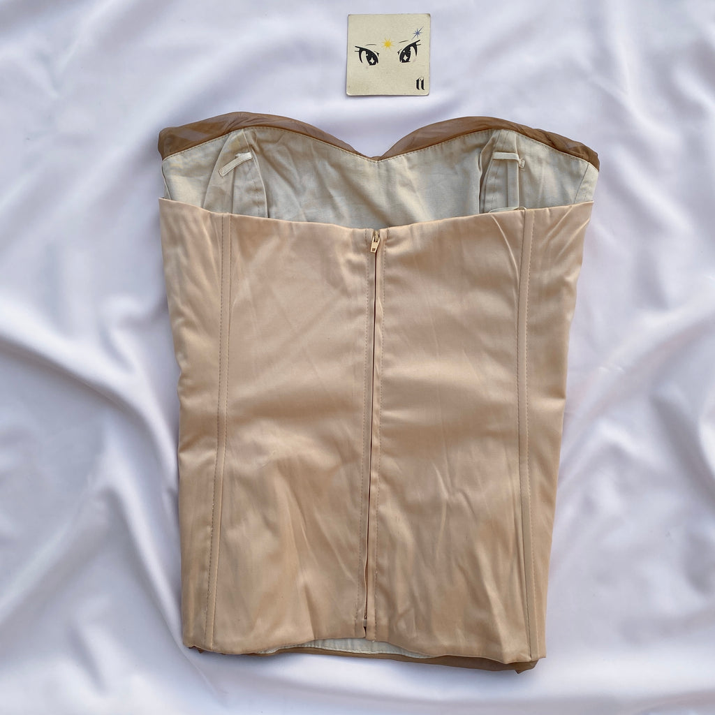 BROWN RUCHED CORSET (Bust : 34-38, Upper Waist : 30-34)