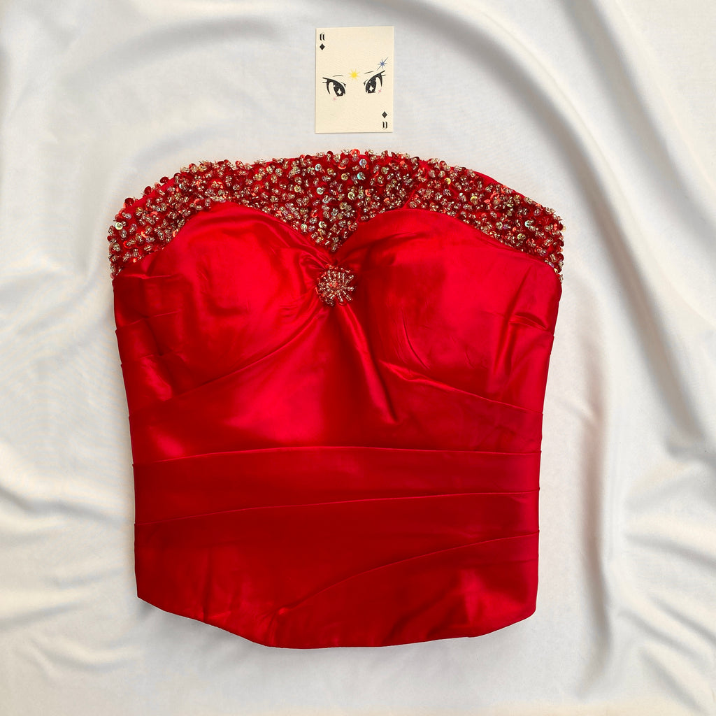 RED EMBELLISHED CORSET (Bust : 34-38, Upper Waist : 32-36)