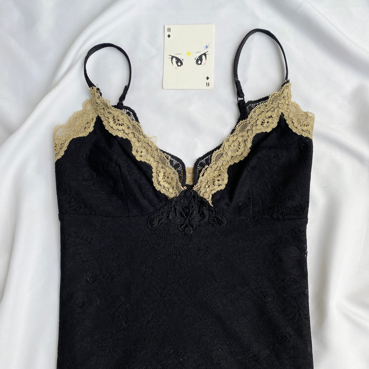 BLACK CAMI TOP WITH LACE DETAILING FROM MANGO (Bust : 30-34, Upper Waist : 24-28)