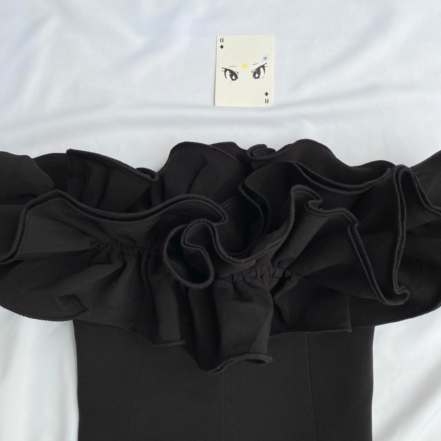 BLACK RUFFLED OFF SHOULDER CORSET (Bust : 32-34, Upper Waist : 28-30)