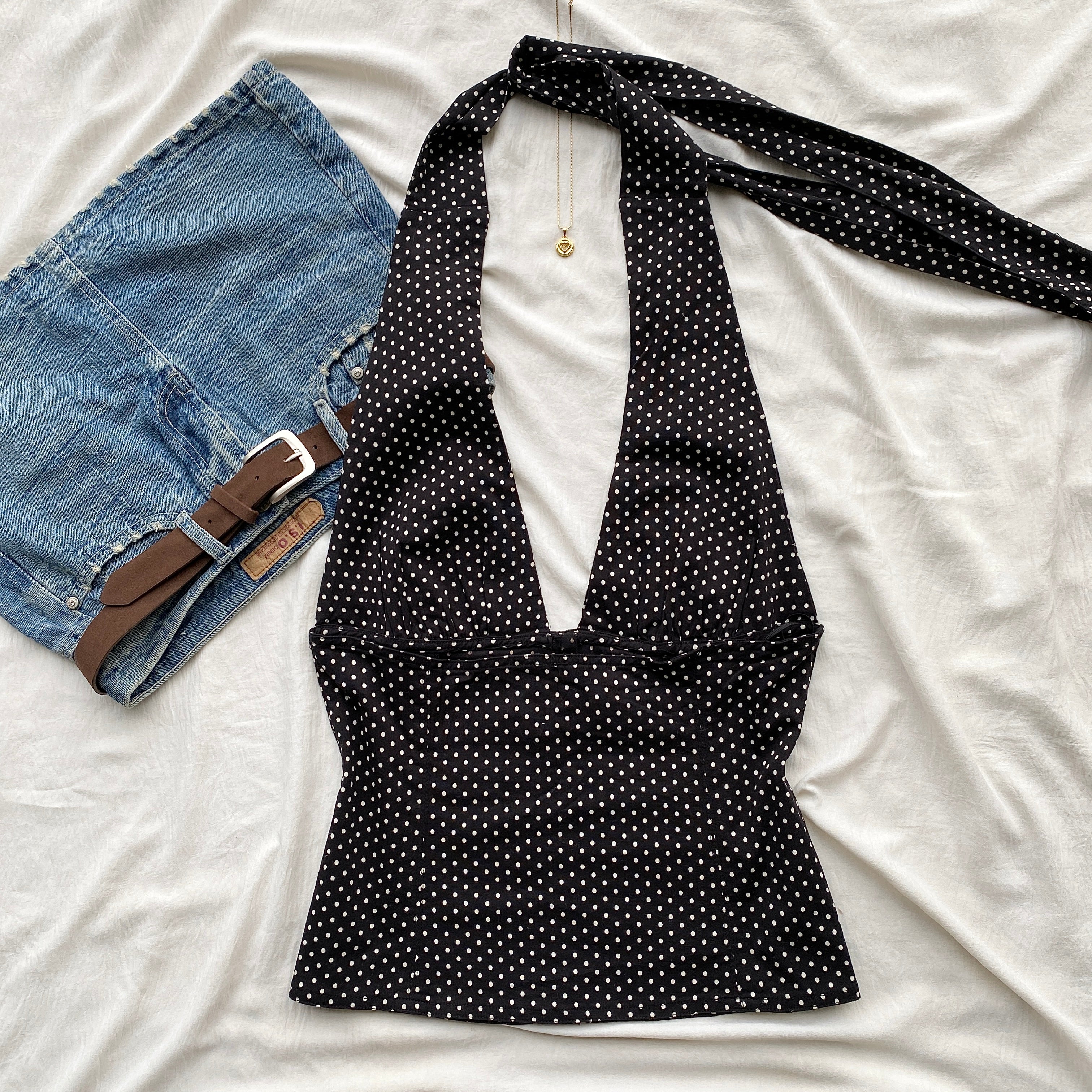 POLKA DOT HALTER TOP FROM FREE PEOPLE (Bust : 34-38, Upper Waist : 30-34)