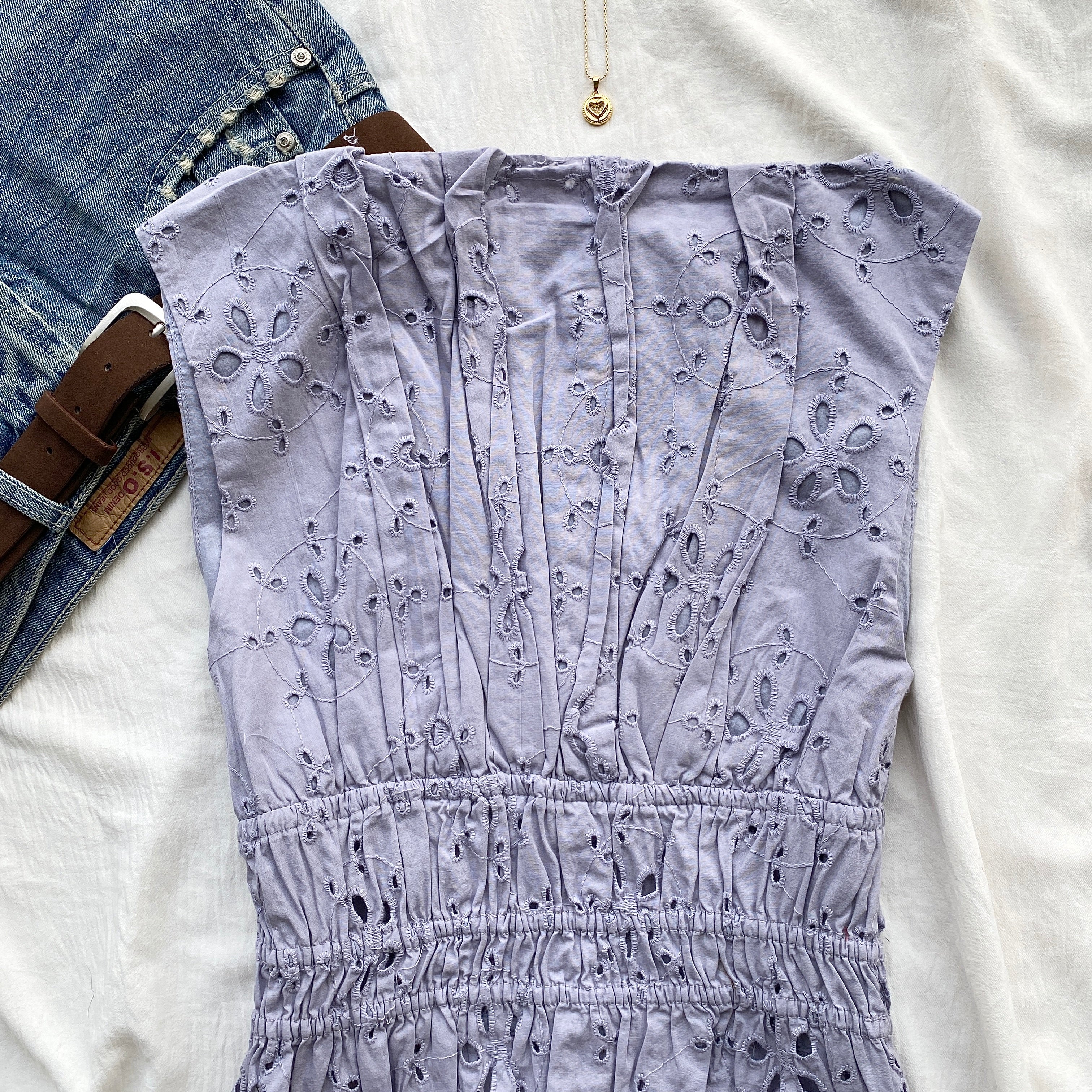 LILAC EYELET TOP FROM FREE PEOPLE (Bust : 30-32, Upper Waist : 24-28)