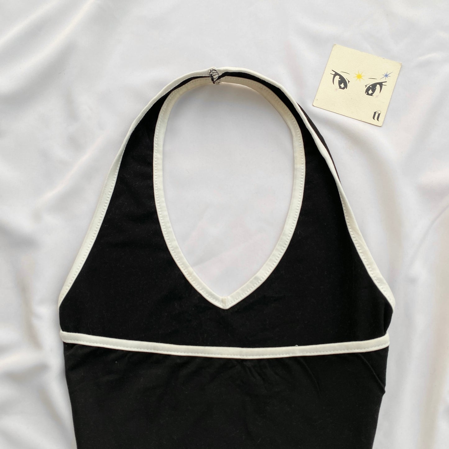 BLACK HALTER TOP