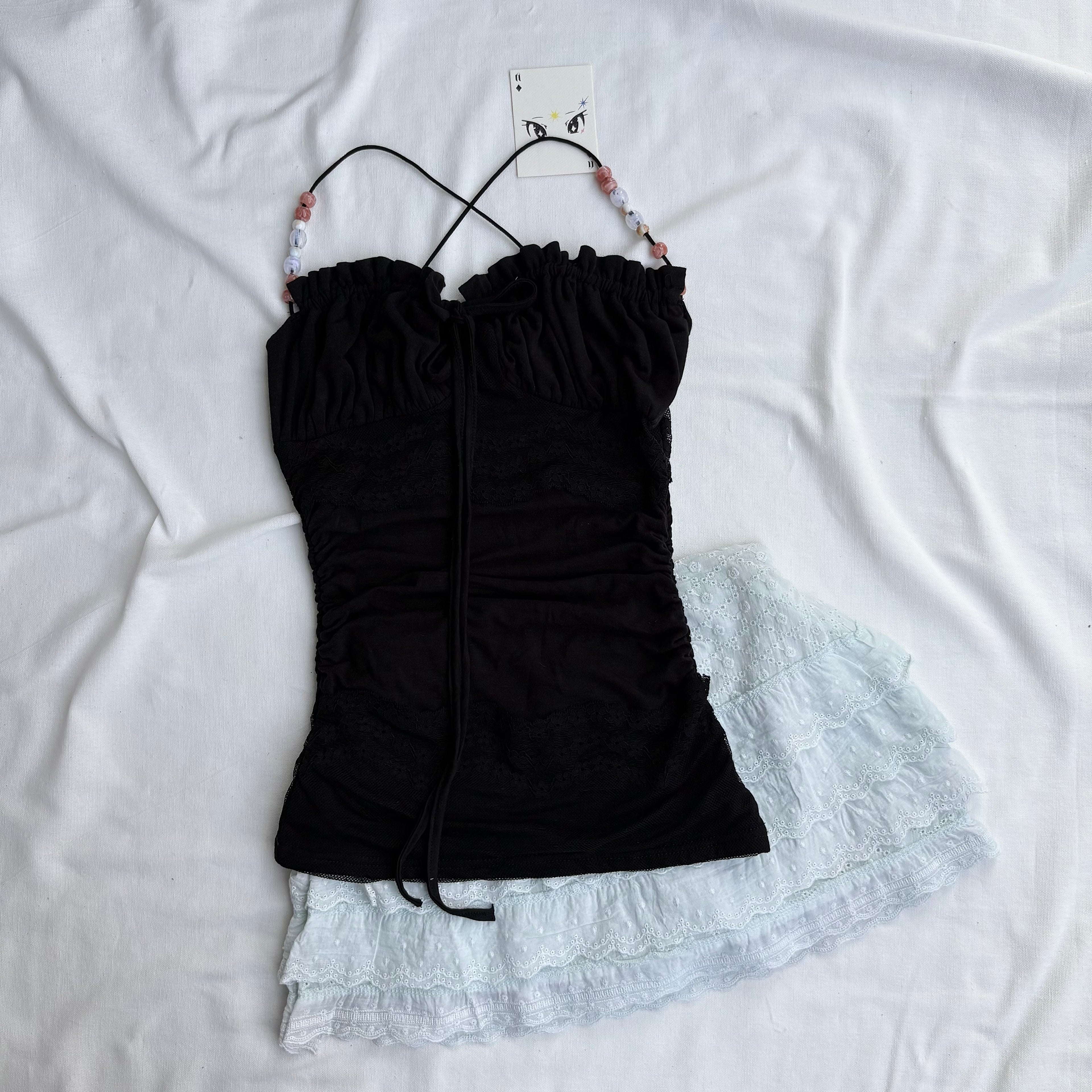 BLACK BEADED TOP (Bust : 28-34, Upper Waist : 22-28)