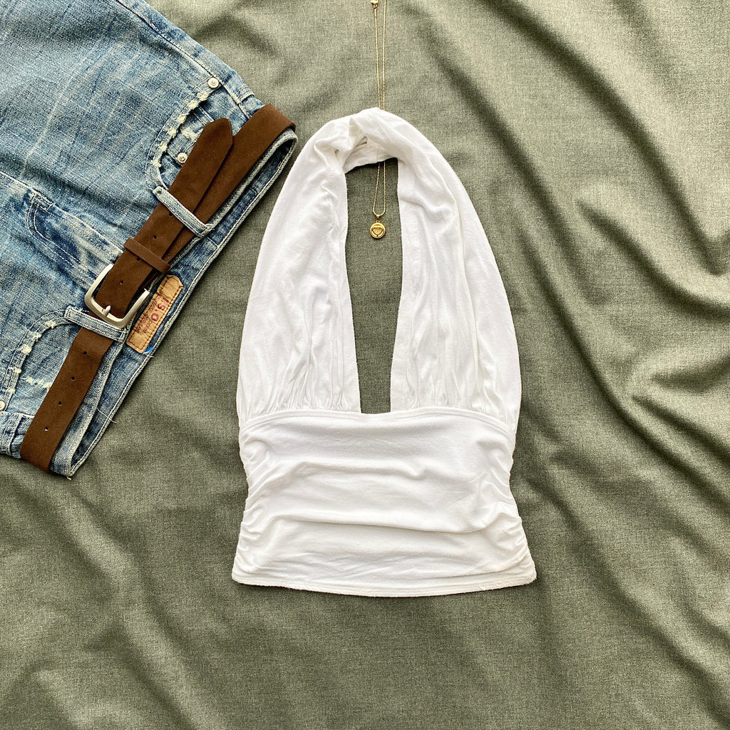 WHITE HALTER TOP FROM FREE PEOPLE (Bust : 28-32, Upper Waist : 22-26)