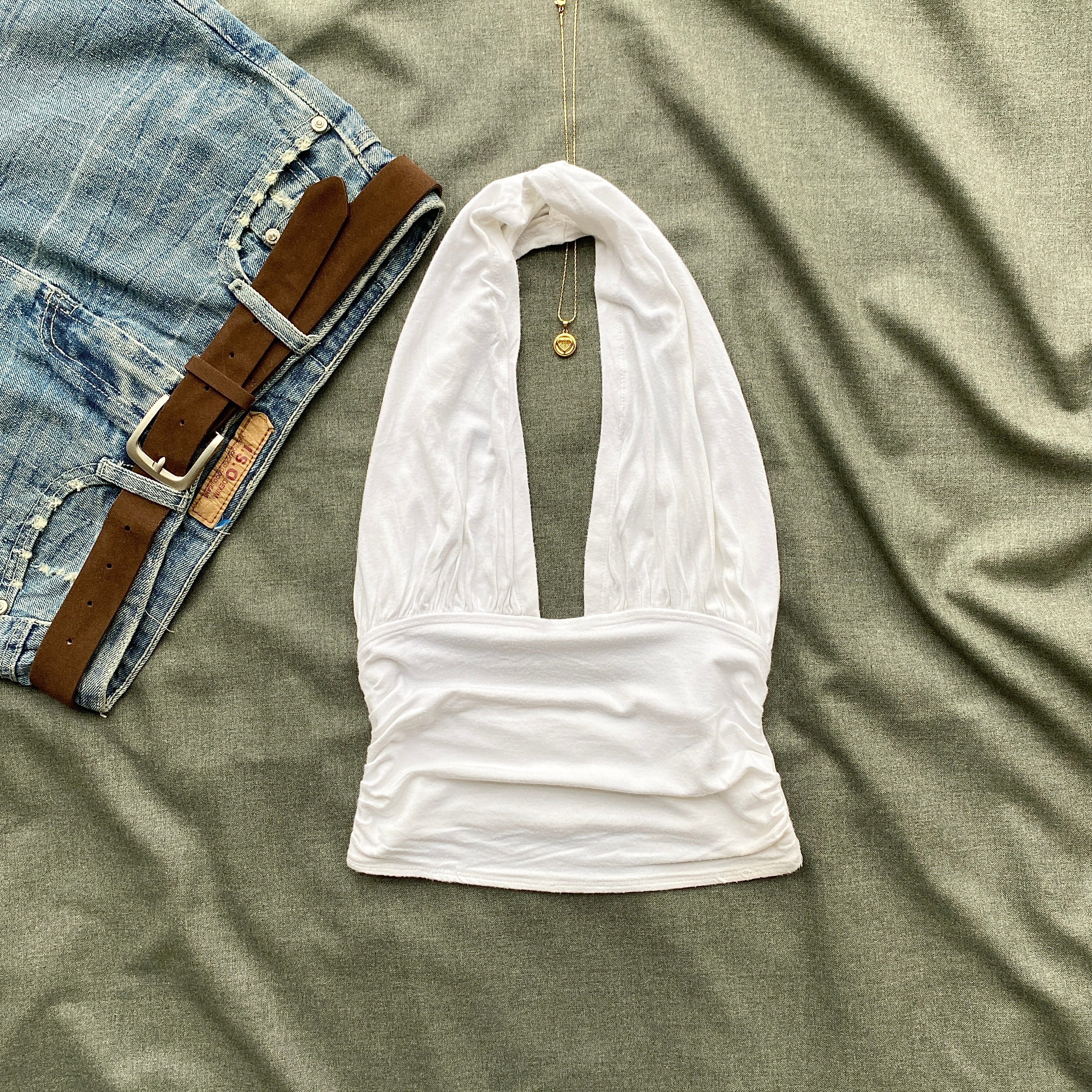 WHITE HALTER TOP FROM FREE PEOPLE (Bust : 28-32, Upper Waist : 22-26)