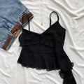 RUFFLE TOP IN BLACK (Sizes available)