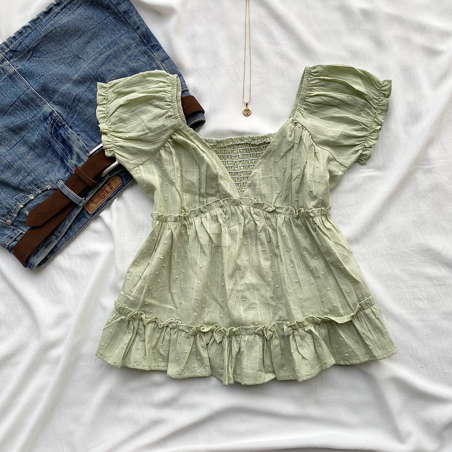 FLEUR TOP IN GREEN (Bust : 30-34, Upper Waist : 24-28)