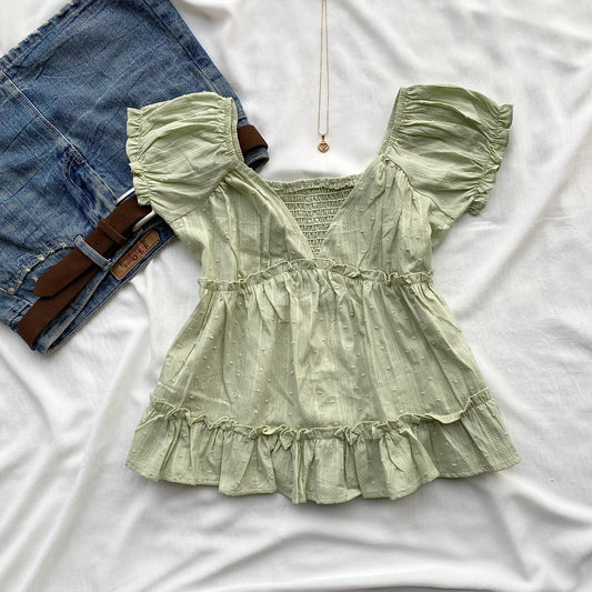 FLEUR TOP IN GREEN (Bust : 30-34, Upper Waist : 24-28)
