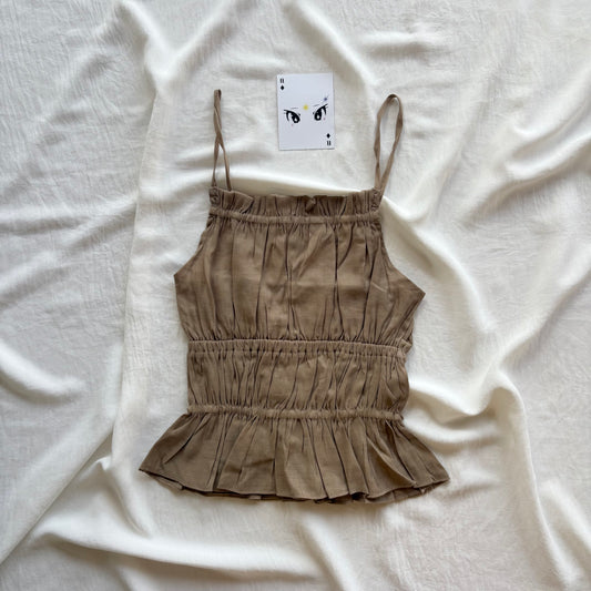 BROWN SMOCKED TOP (Bust : 28-32, Upper Waist : 22-26)