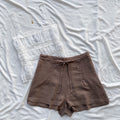BROWN LINEN SHORTS (Waist : 30-32)