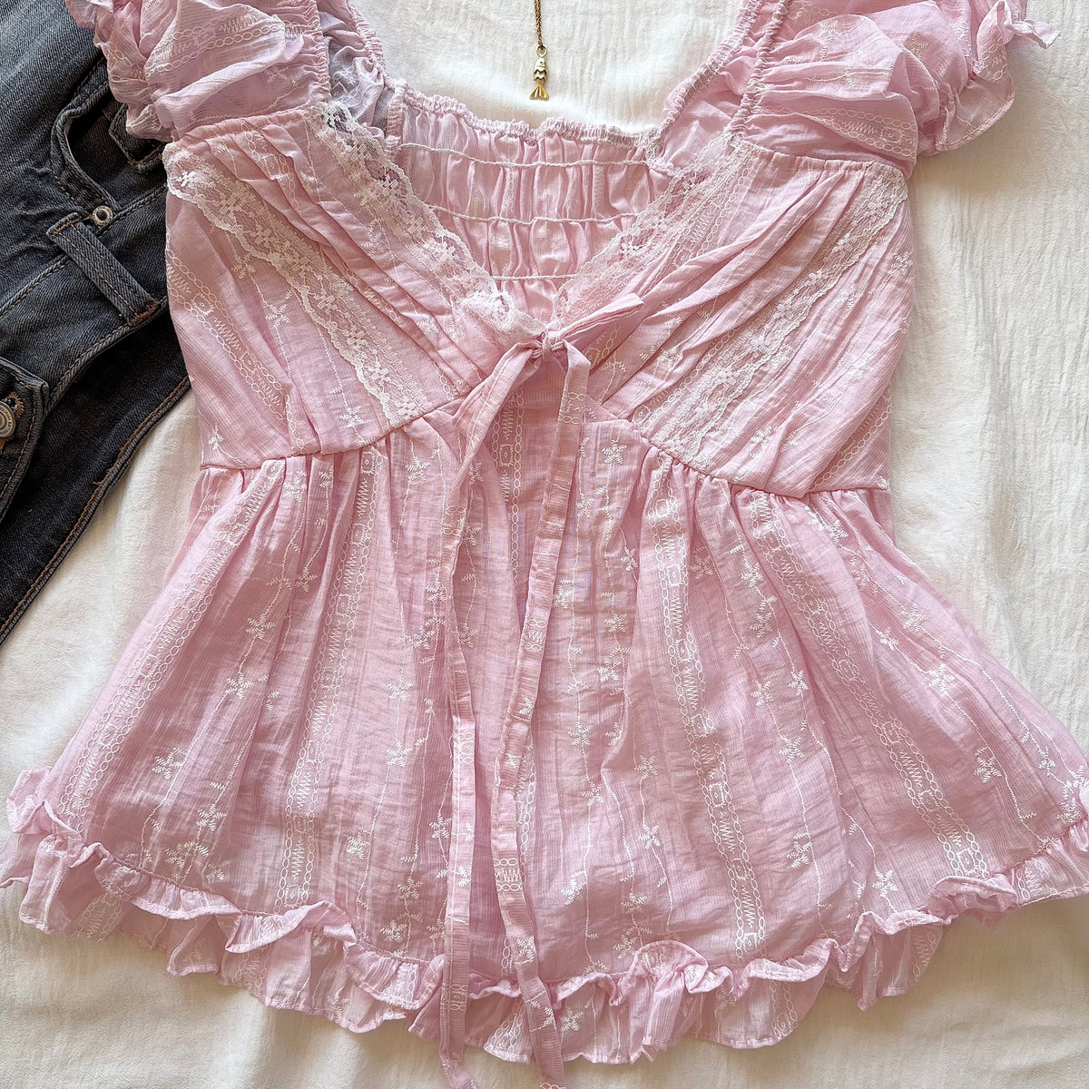 ODETTA TOP IN PINK (Bust : 30-34, Upper Waist : 24-28)
