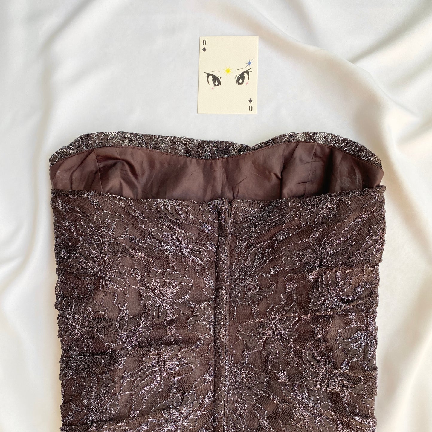 BROWN LACE RUCHED CORSET (Bust : 34-36, Upper Waist : 30-32)