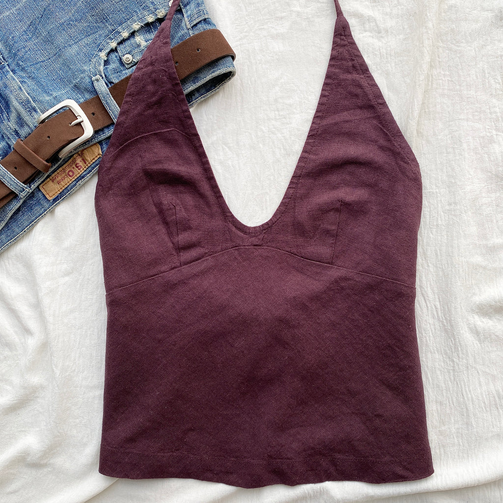 LINEN SET IN FUDGE FROM FREE PEOPLE (Bust : 28-32, Upper Waist : 22-28)