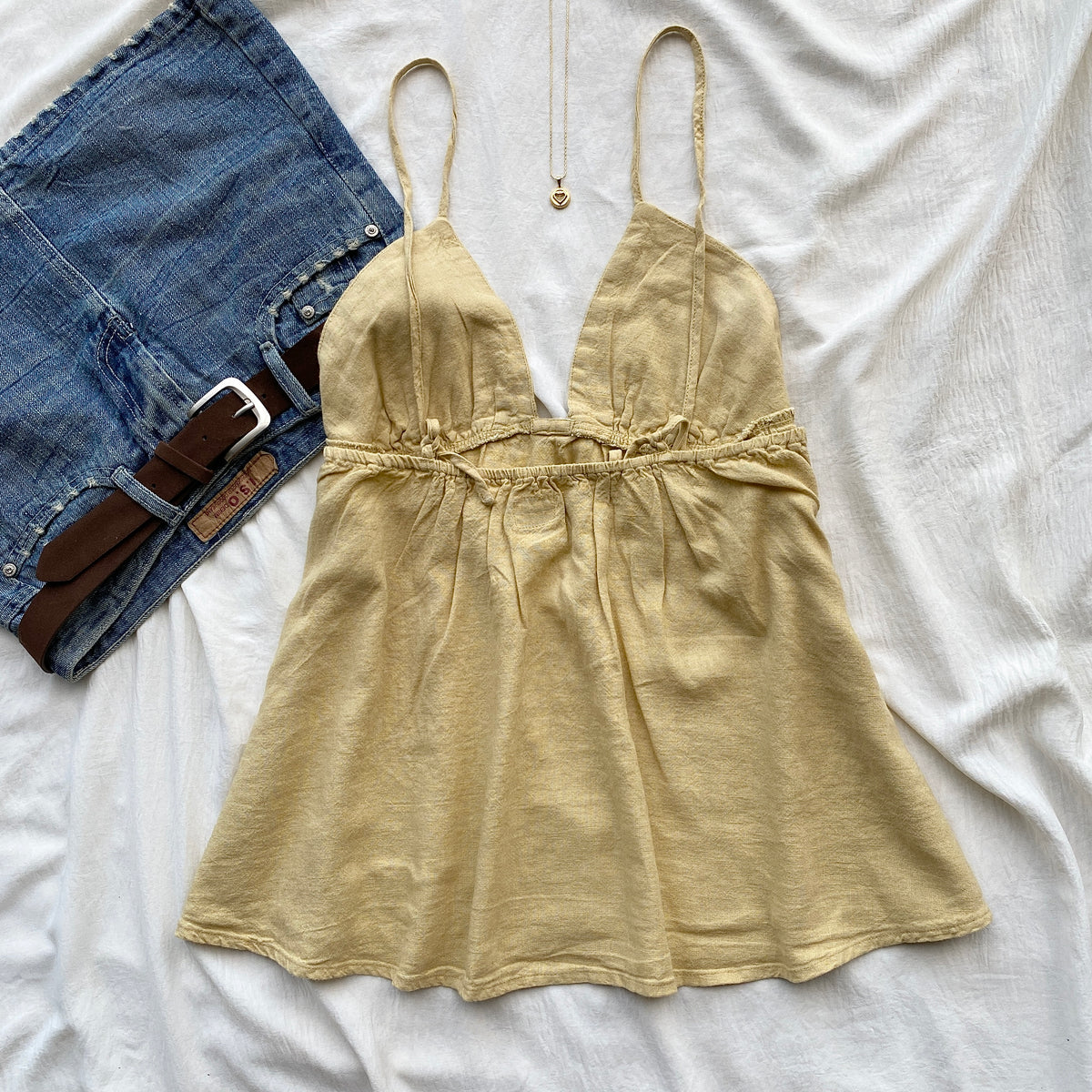 YELLOW BABYDOLL TOP FROM FREE PEOPLE (Sizes available)