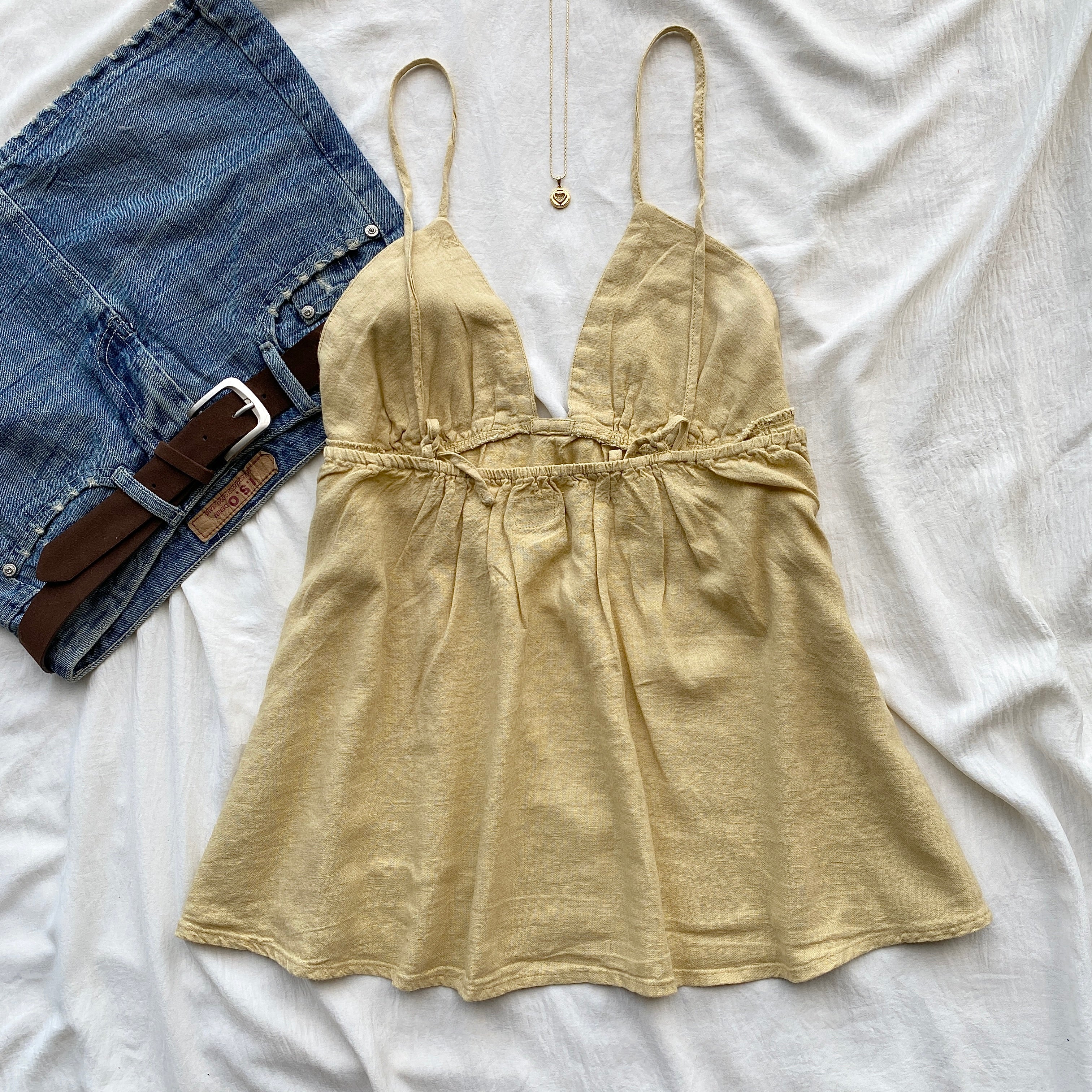 YELLOW BABYDOLL TOP FROM FREE PEOPLE (Sizes available)