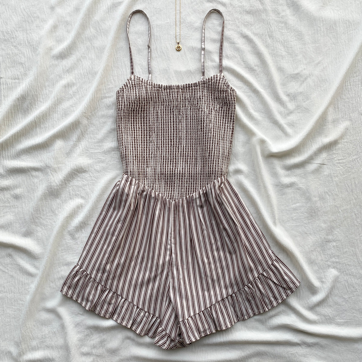 STRIPED ROMPER IN BROWN FROM ABERCROMBIE AND FITCH (Bust : 28-32, Upper Waist : 23-26)