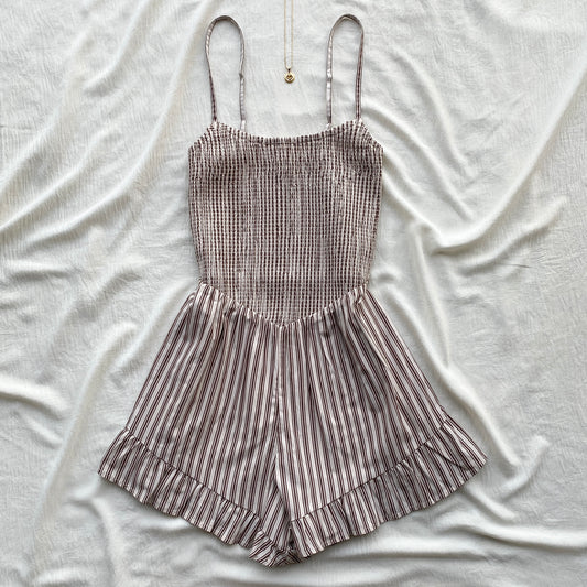 STRIPED ROMPER IN BROWN FROM ABERCROMBIE AND FITCH (Bust : 28-32, Upper Waist : 23-26)