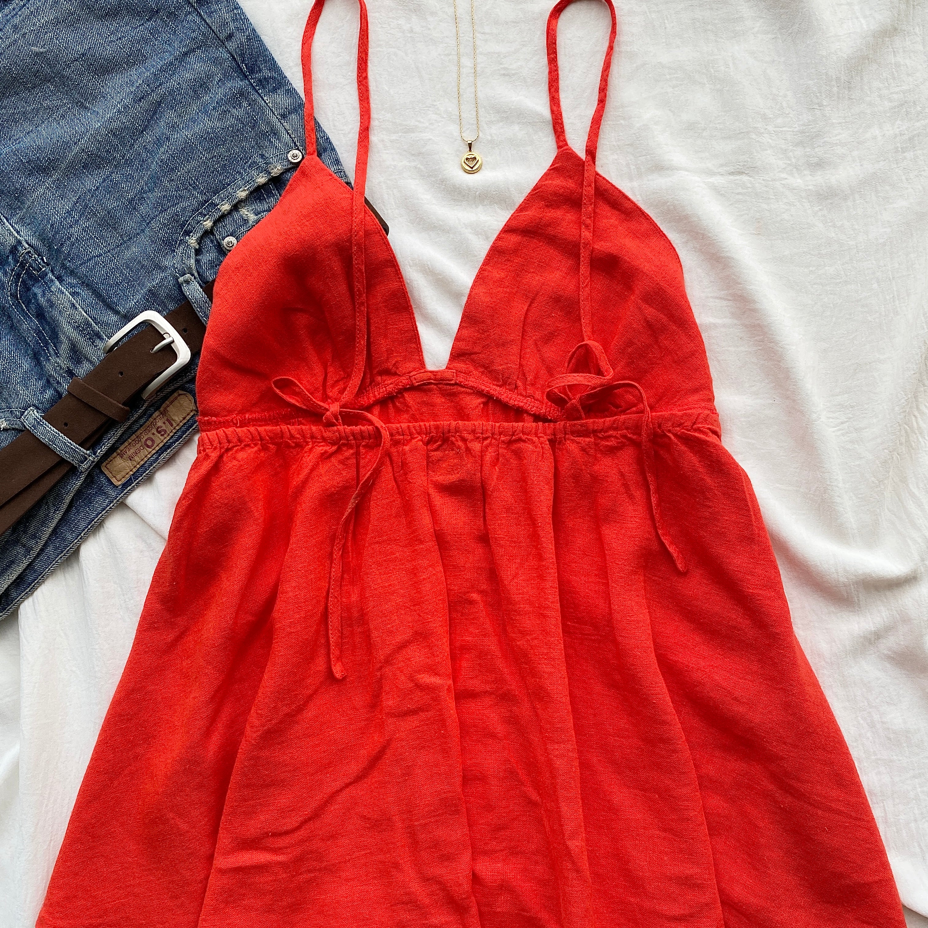 RED BABYDOLL TOP FROM FREE PEOPLE (Bust : 34-36, Upper Waist : 28-32)