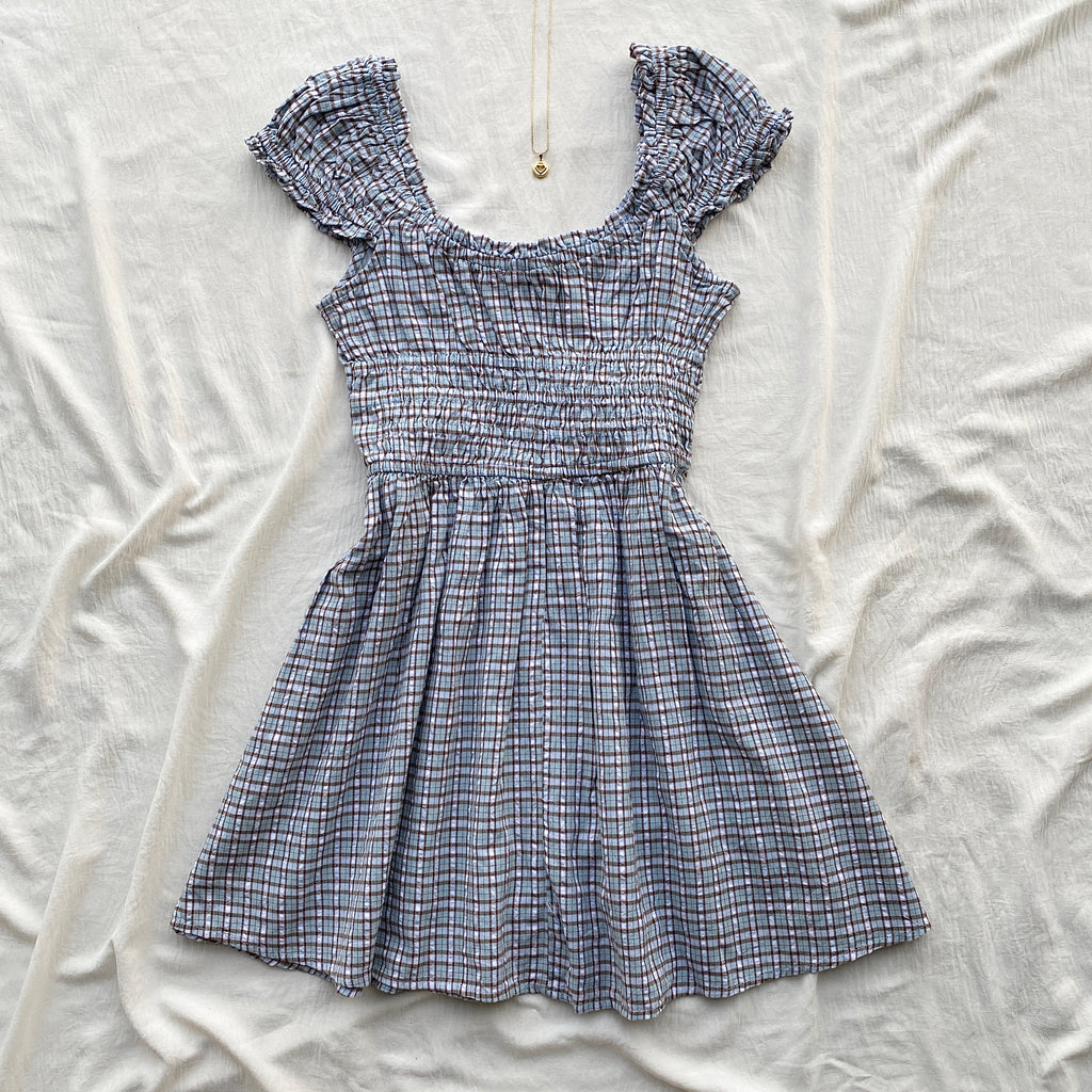 PLAID DRESS IN BLUE FROM COTTON ON (Bust : 30-34, Upper Waist : 26-32)