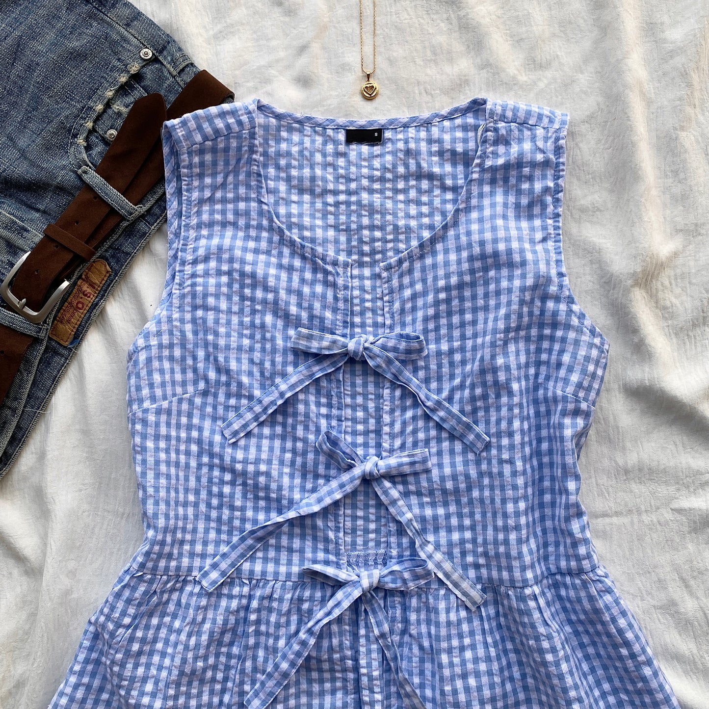 GHINGHAM TOP IN BLUE (Bust : 30-34, Upper Waist : 26-32)