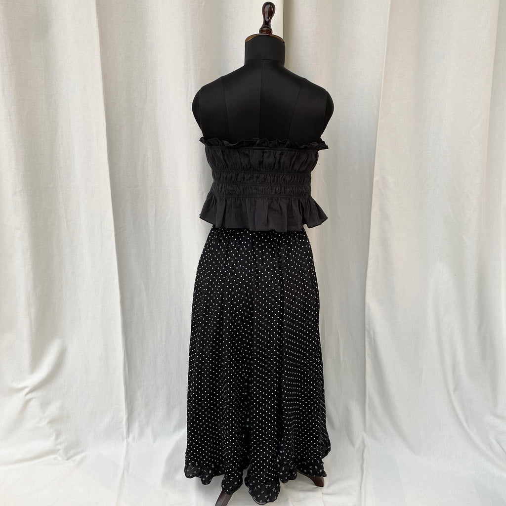 BLACK POLKA DOT SKIRT (Waist : 26-28)