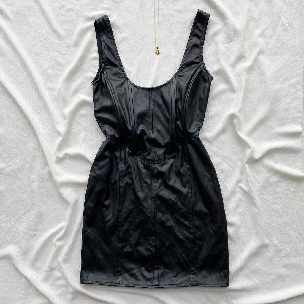 FAUX LEATHER CORSET DRESS (Bust : 30-34, Upper Waist : 24-28)
