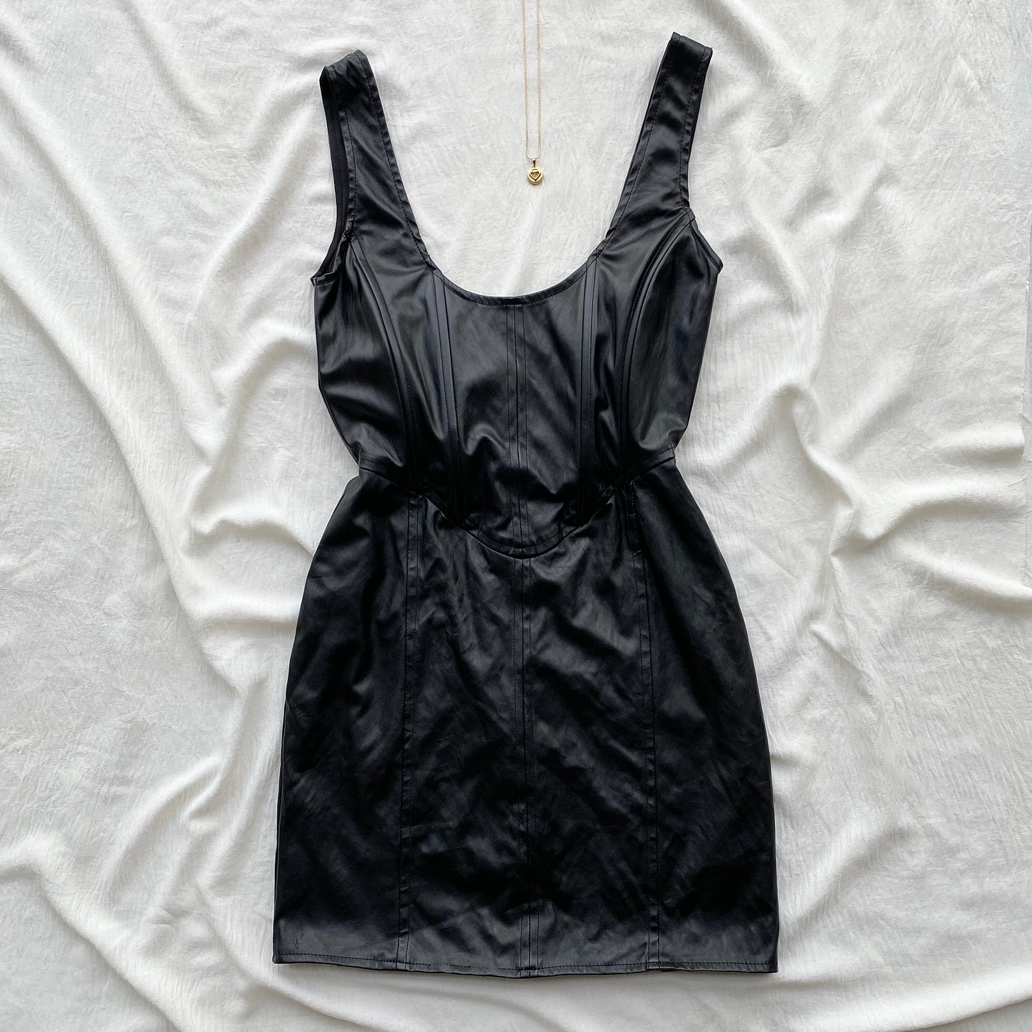 FAUX LEATHER CORSET DRESS (Bust : 30-34, Upper Waist : 24-28)