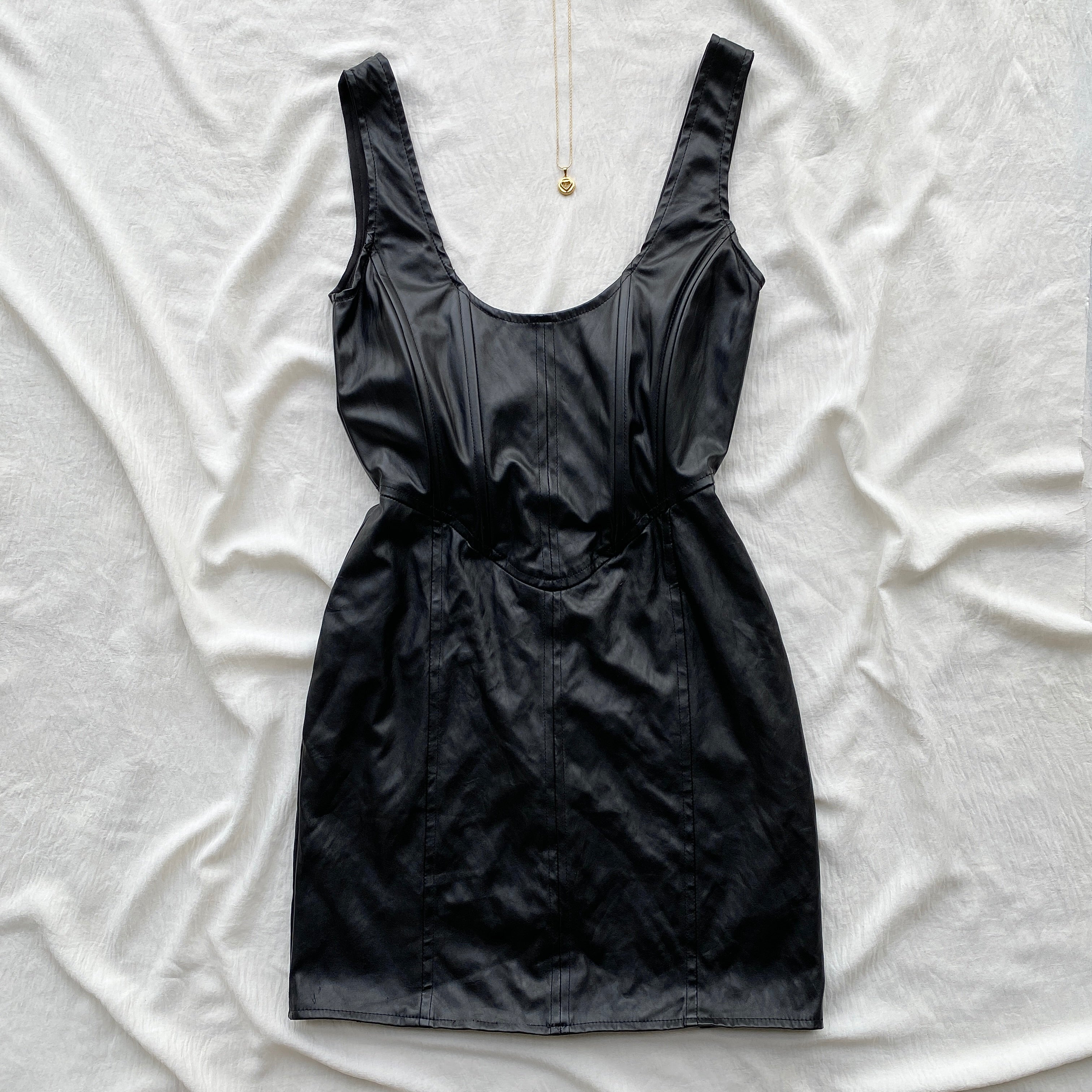 FAUX LEATHER CORSET DRESS (Bust : 30-34, Upper Waist : 24-28)