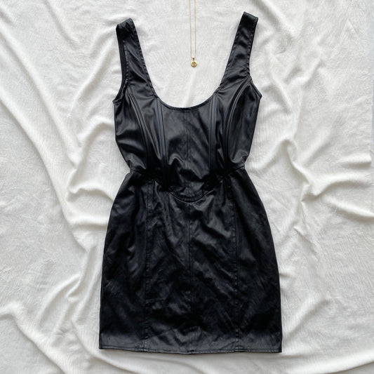FAUX LEATHER CORSET DRESS (Bust : 30-34, Upper Waist : 24-28)