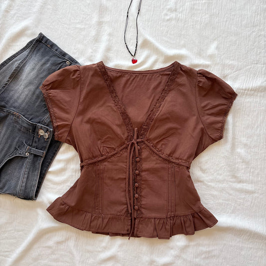 DARLING TOP IN BROWN (Bust : 30-34, Upper Waist : 24-28)
