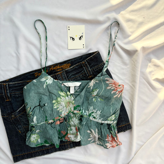 GREEN FLORAL TOP FROM HM (Bust : 32-34, Upper Waist : 26-30)