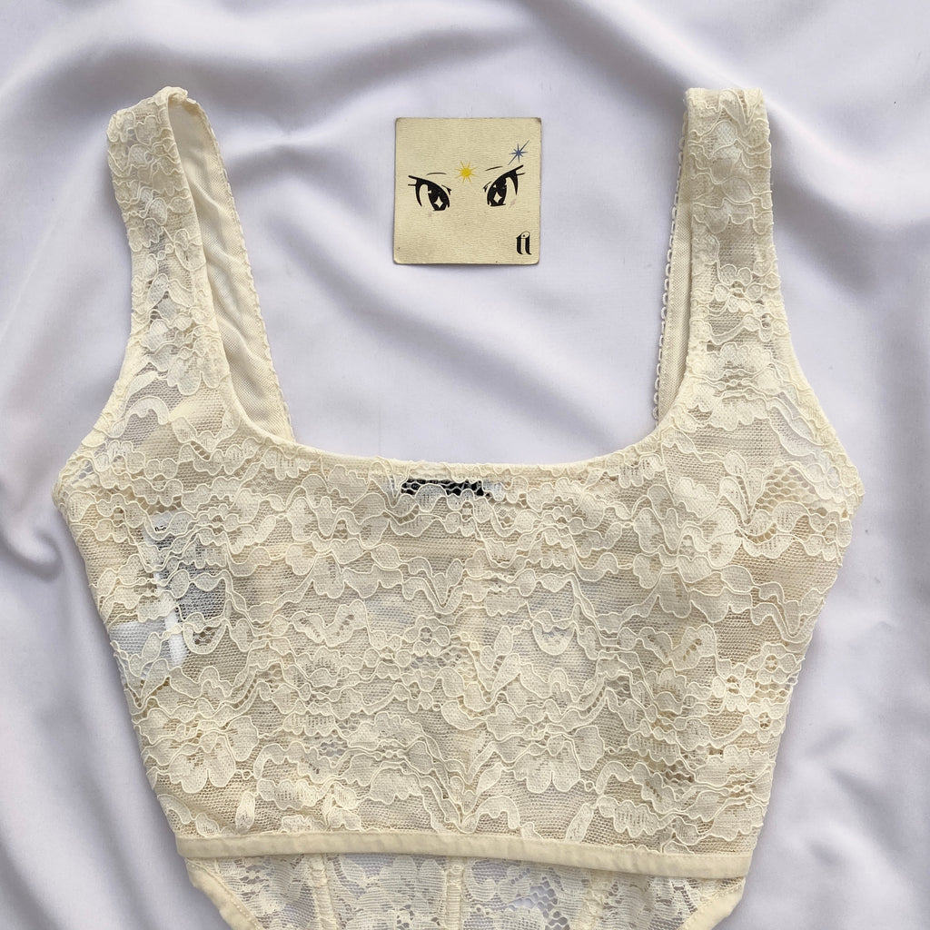 WHITE LACE CORSET FROM ZARA (BUST : 34-36)