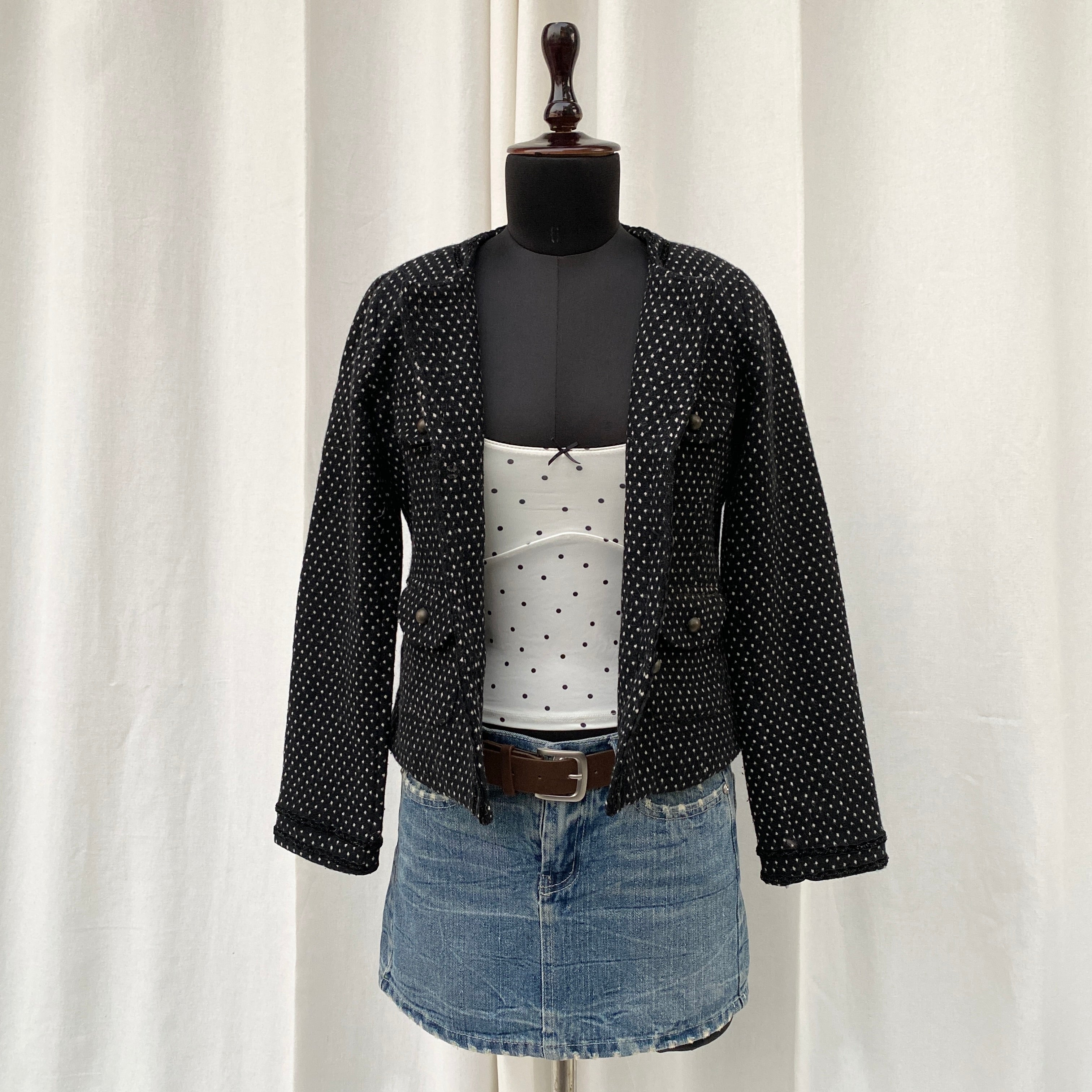 POLKA DOT TWEED JACKET (XS/S)