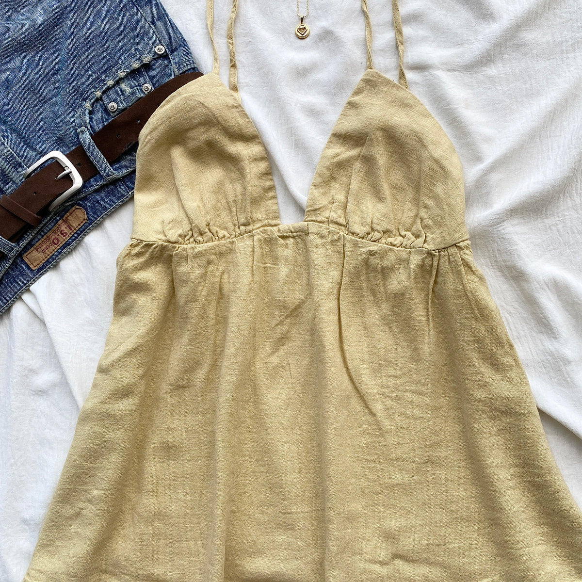 YELLOW BABYDOLL TOP FROM FREE PEOPLE (Sizes available)